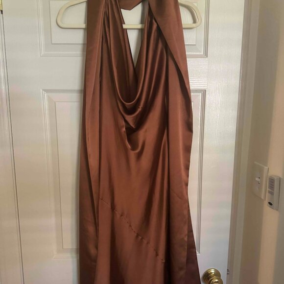 NWT Zara Brown Scarf Dress - Picture 2 of 4